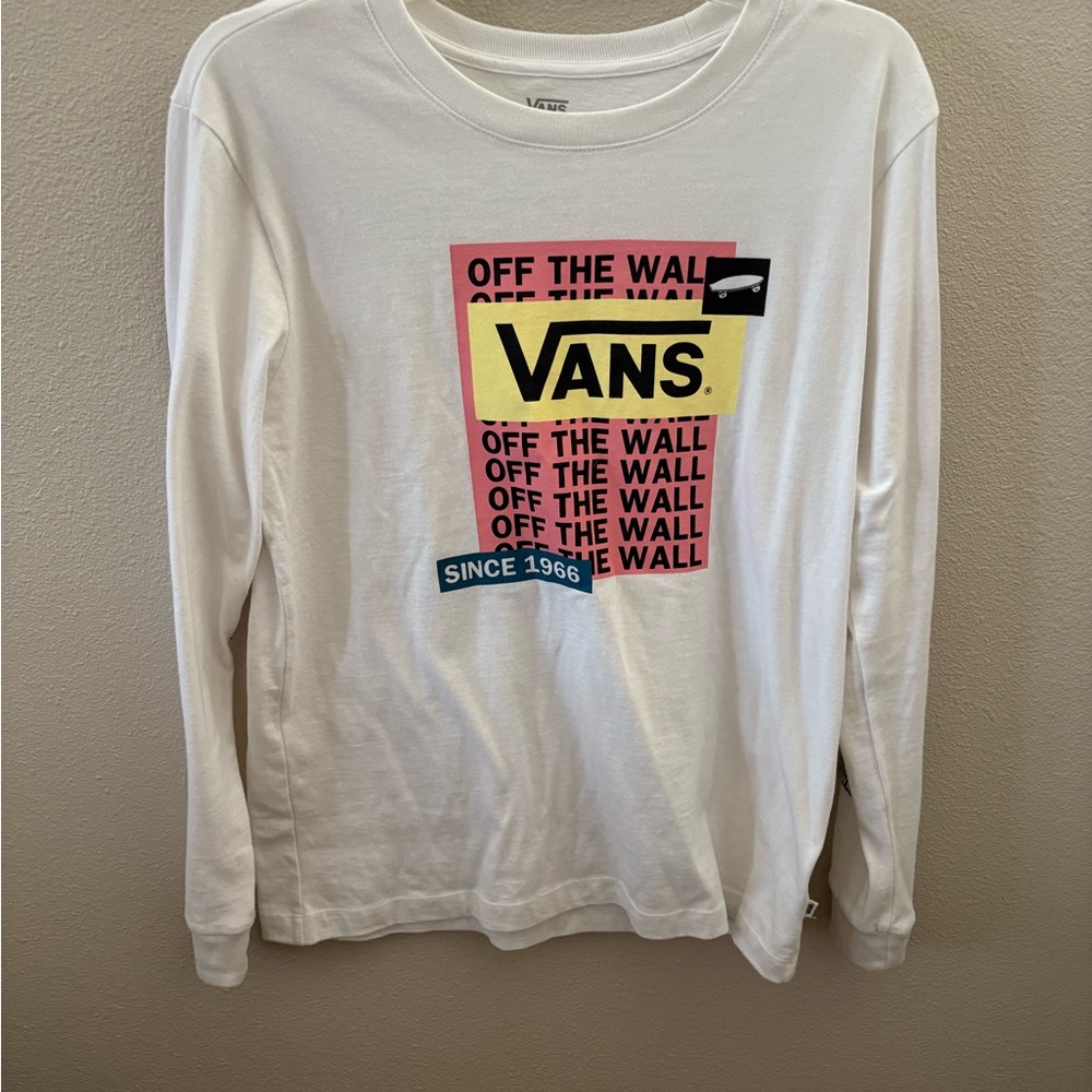 Vans White Graphic Tee with Checkered Design